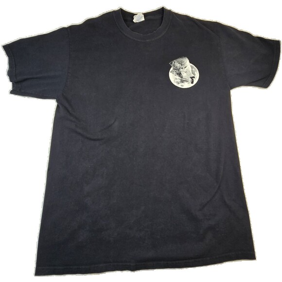 Port & Company Wolf Moon‎ Shirt Mens Medium Black Graphic Tee Wildlife Artbranch - Picture 2 of 8